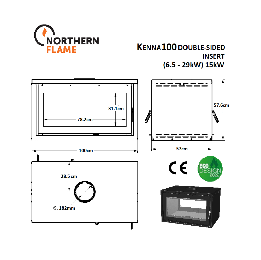 Northern Flame Kenna 100 Double Sided Built-in Fireplace
