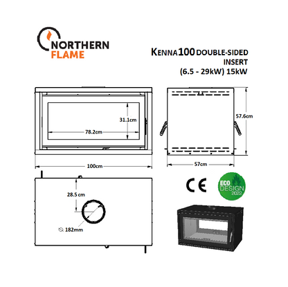 Northern Flame Kenna 100 Double Sided Built-in Fireplace