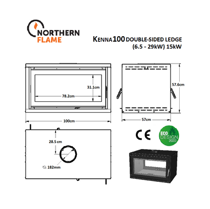 Northern Flame Kenna 100 Double Sided Ledge Fireplace