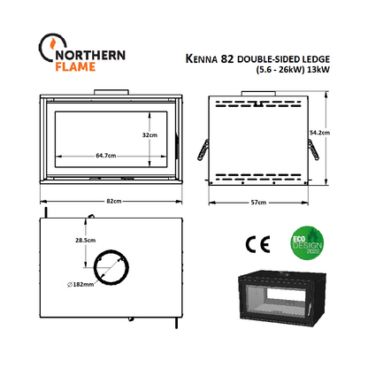 Northern Flame Kenna 82 Double Sided Ledge Fireplace