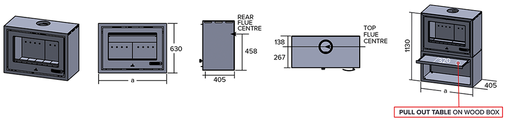 Infiniti Fires 8, 10 & 13 Kw Convection Box Freestanding Unit