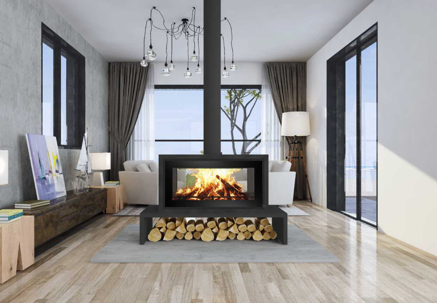 Canature Landscape P11 Double Sided Freestanding Fireplace