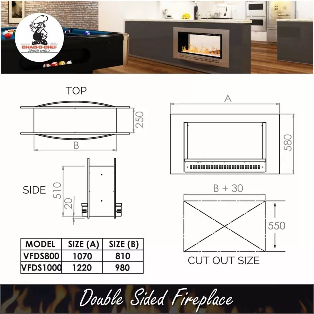 Chad-O-Chef Double Sided 1000 Fireplace