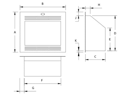 Firebox Vent Free Gas Built-in Model 940 Stainless Steel Facade with Coal Grate