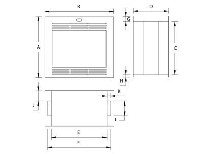 Firebox Vent Free Double Sided Model 940 Mild Steel Facade with Coal Grate