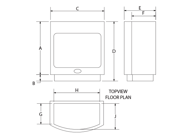Maluti Gas Firebox Freestanding Model 760 Stainless Steel Facade & Coal Grate