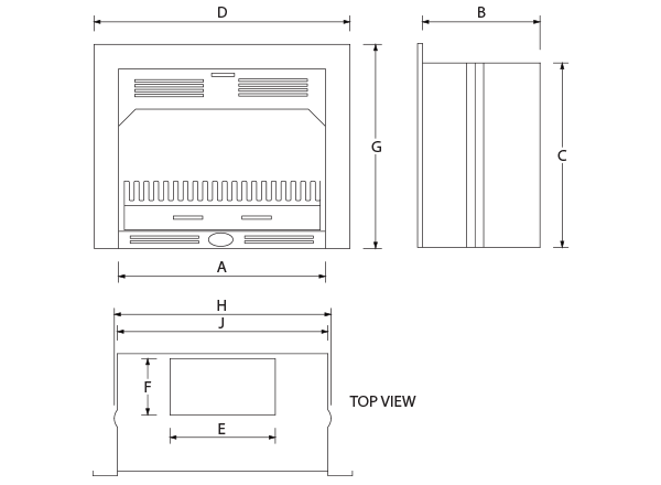 850 New Shape Stainless Steel Trim Built-In Fireplace