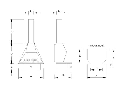 800D Wall Freestanding Fireplace